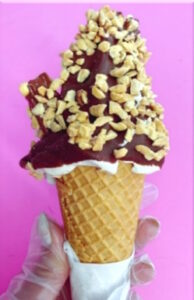 waffle cone with choc topping