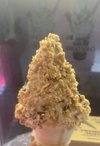 vanilla cone with peanu topping